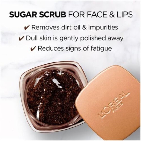 Lot of 2 L'Oreal Paris Pure Sugar Scrub Resurface and Reenergize Facial and Lips - Picture 3 of 10